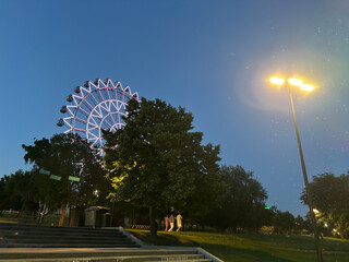 Night view Ob river embankment Novosibirsk June 2025