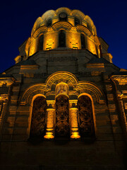 night view of Alexander Nevsky Cathedral Orthodox Church