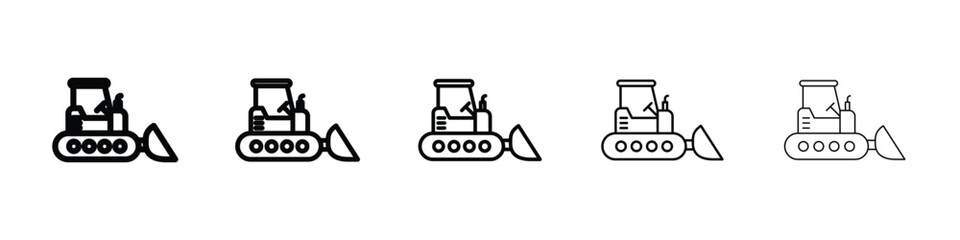 Bulldozer icon logo in stroke lines collection