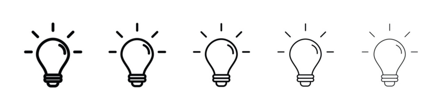 Bulb icon logo in stroke lines collection