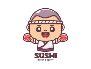 cute cartoon mascot design with sushi