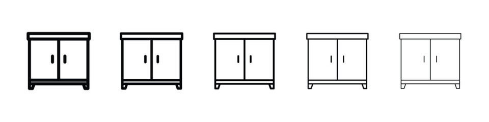 Cabinet icon logo in stroke lines collection