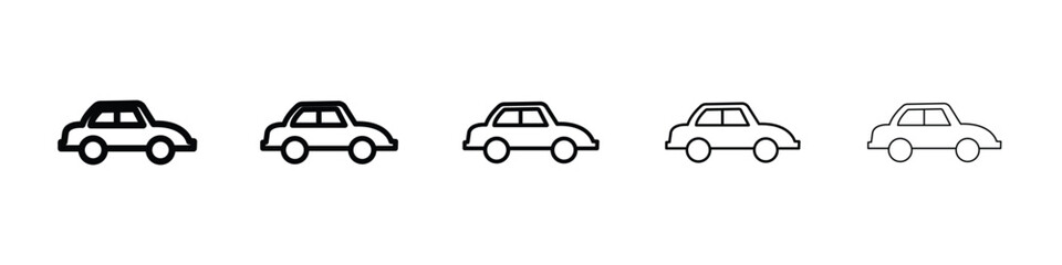 Car side view icon logo in stroke lines collection