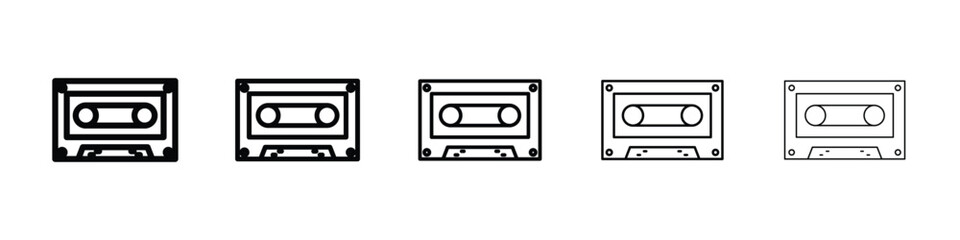 Cassette tape icon logo in stroke lines collection
