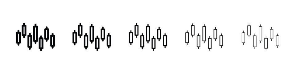 Chart candlestick icon logo in stroke lines collection