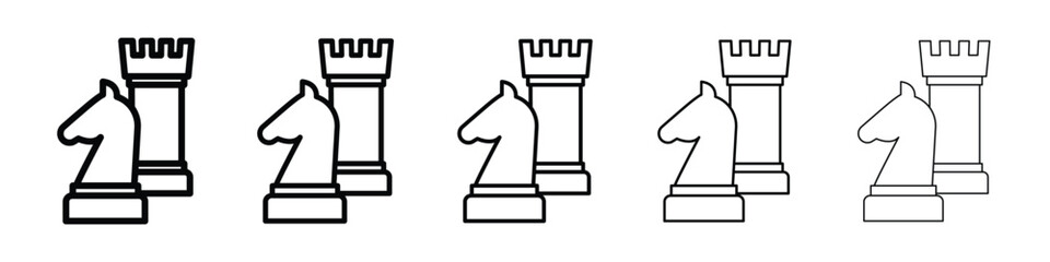 Chess icon logo in stroke lines collection