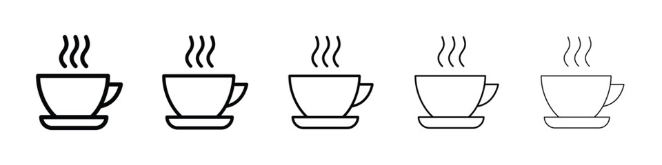 Coffee icon logo in stroke lines collection