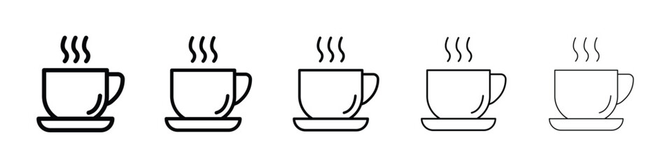 Coffee icon logo in stroke lines collection