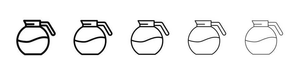 Coffee pot icon logo in stroke lines collection