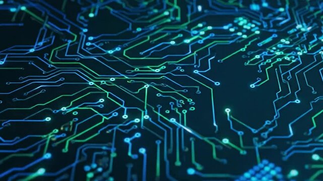 4K footage of Digital Data moving on Circuit Board and CPU loop backgrounds generated with AI