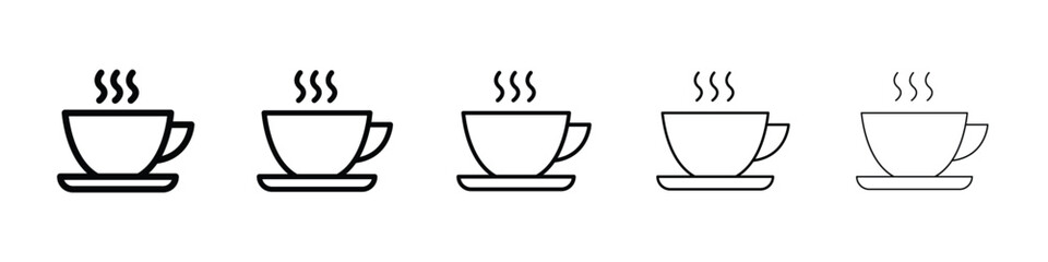 Cup of coffee icon logo in stroke lines collection