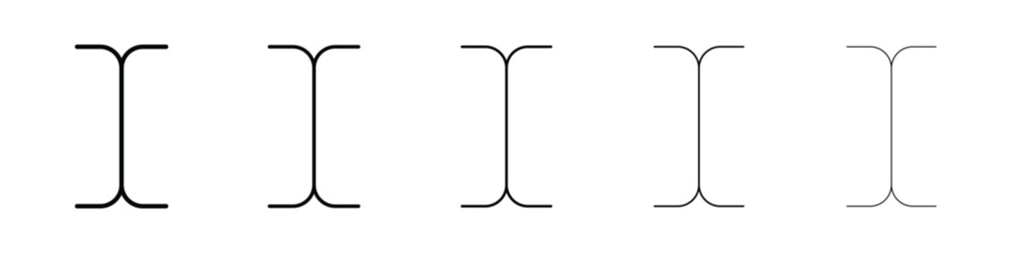 Cursor text icon logo in stroke lines collection