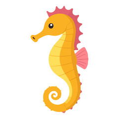 Fototapeta premium A golden seahorse with a pink mane and fin on a white background