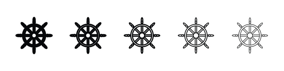 Obraz premium Dharmachakra icon logo in stroke lines collection