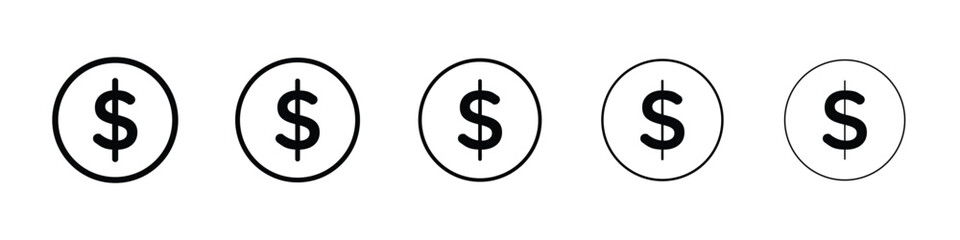 Dollar icon logo in stroke lines collection