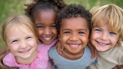 Friendship among diverse children in a sunny park - Powered by Adobe