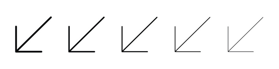 Down left icon logo in stroke lines collection