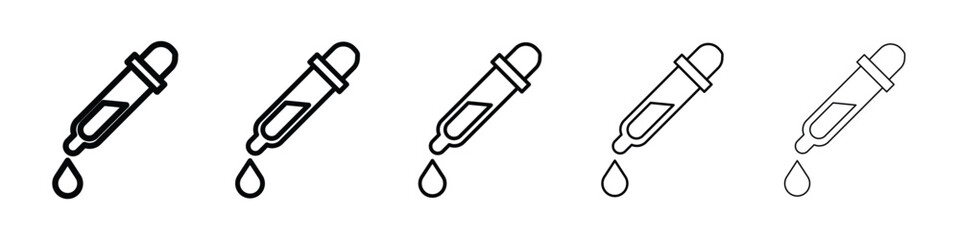 Dropper pipette icon logo in stroke lines collection