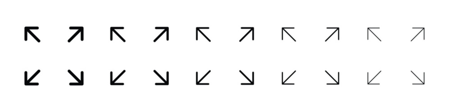 Expand arrows icon logo in stroke lines collection