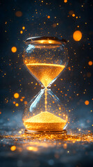 Abstract Patience Hourglass with Glowing Sand and Soft Light