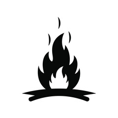 Black Silhouette Vector Beach Bonfire Icon flames