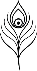 Elegant peacock feather illustration in fine line drawing