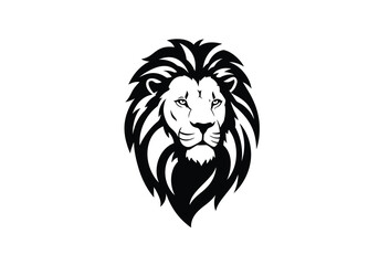 Obraz premium Lion face drawing. It is a black and white outline image of a majestic lion's face, showcasing its powerful and regal features with a flowing mane. Vector sketch line art draw.