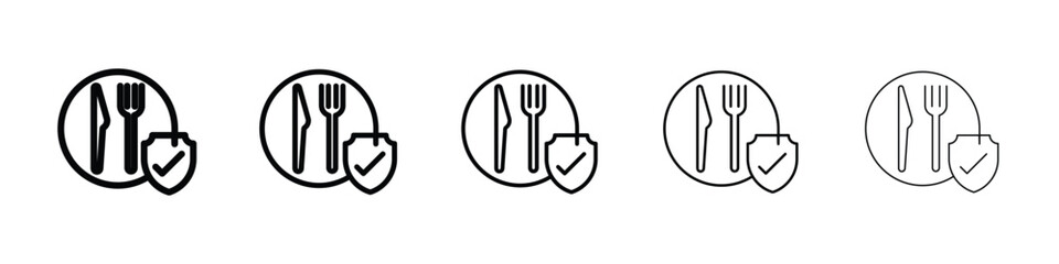 Food safety icon logo in stroke lines collection