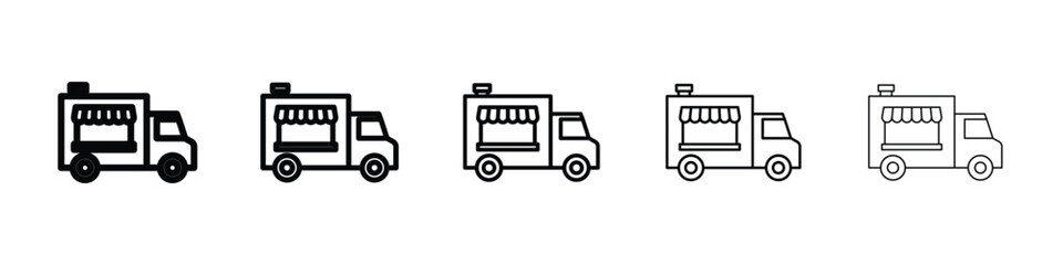 Food truck icon logo in stroke lines collection