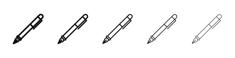 Fountain pen icon logo in stroke lines collection
