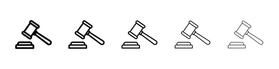 Gavel icon logo in stroke lines collection