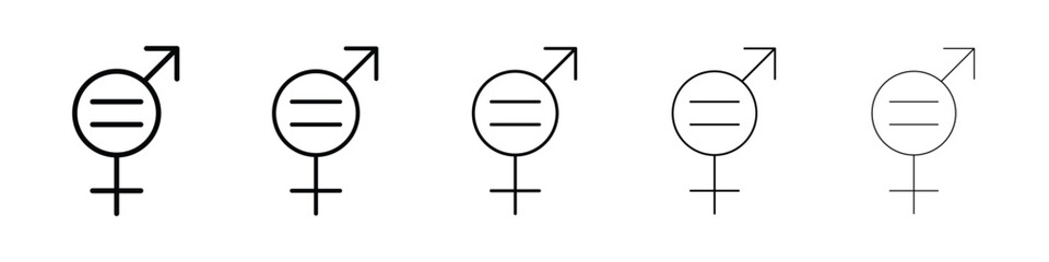 Gender equality icon logo in stroke lines collection