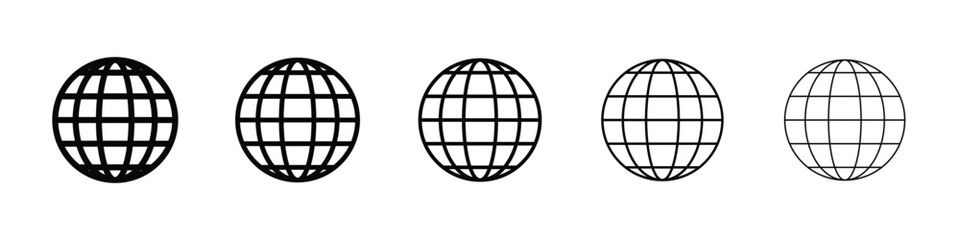 Globe icon logo in stroke lines collection