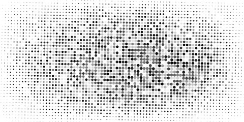 Dotted gradient vector illustration, white and black halftone background, horizontal seamless dotted lines, monochrome dots texture backdrop,