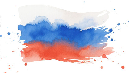Watercolor russia Flag with Artistic Brush Stroke Effect on Transparent Background