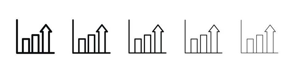 Growing graph icon logo in stroke lines collection