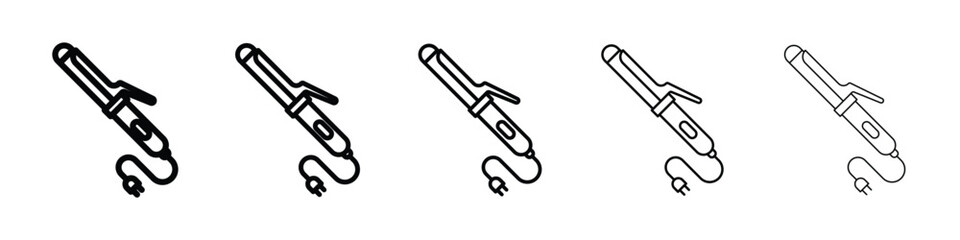 Hair curler icon logo in stroke lines collection