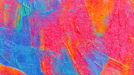 Vibrant abstract oil painting with rich red hues and textured brush strokes on canvas