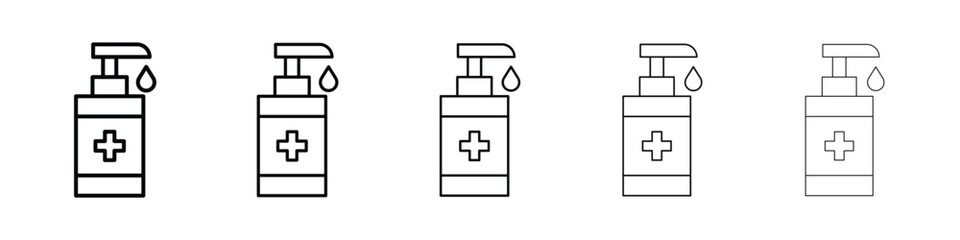 Hand sanitizer icon logo in stroke lines collection