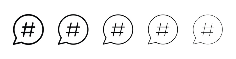 Hashtag icon logo in stroke lines collection