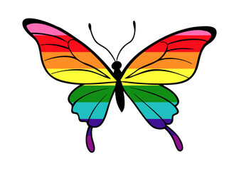 Pride Butterfly, rainbow butterfly symbolizing LGBTQ+ pride, transformation, freedom, and diversity. Rainbow pride butterfly of LGBT organization. Vector illustration, Organization Vector Art