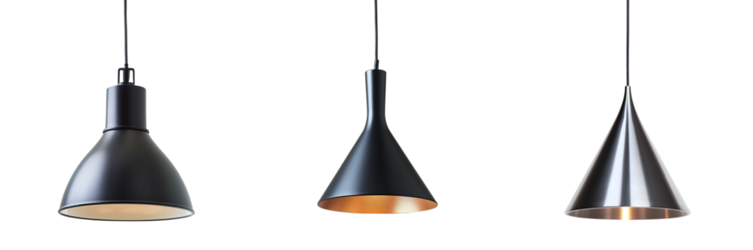 Set of designer kitchen lamps isolated on transparent background PNG