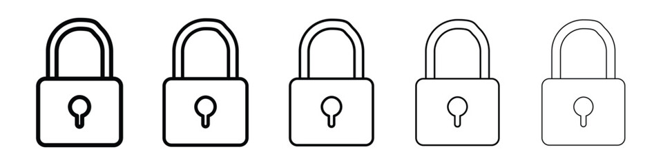 Lock closed icon logo in stroke lines collection