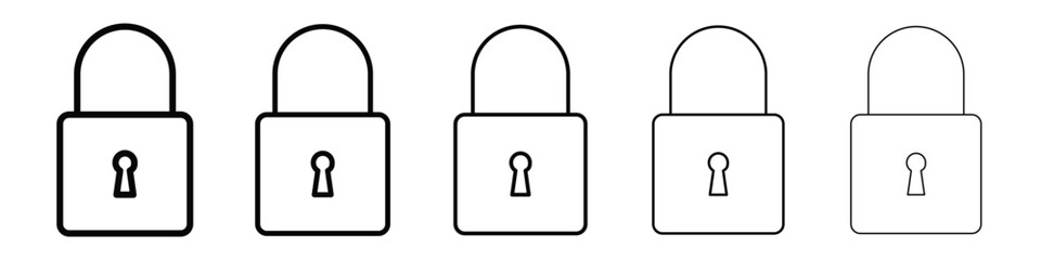 Lock icon logo in stroke lines collection