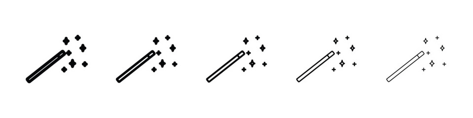 Magic wand icon logo in stroke lines collection