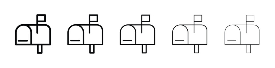 Fototapeta premium Mailbox icon logo in stroke lines collection