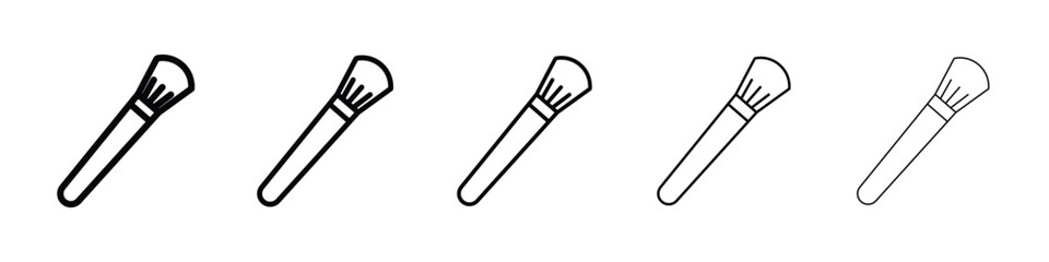 Makeup brush icon logo in stroke lines collection