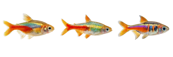 Set of Harlequin rasbora fish isolated on a transparent background