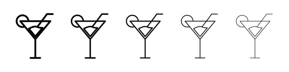 Martini glass icon logo in stroke lines collection