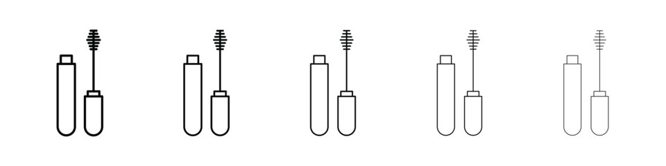 Mascara brush icon logo in stroke lines collection